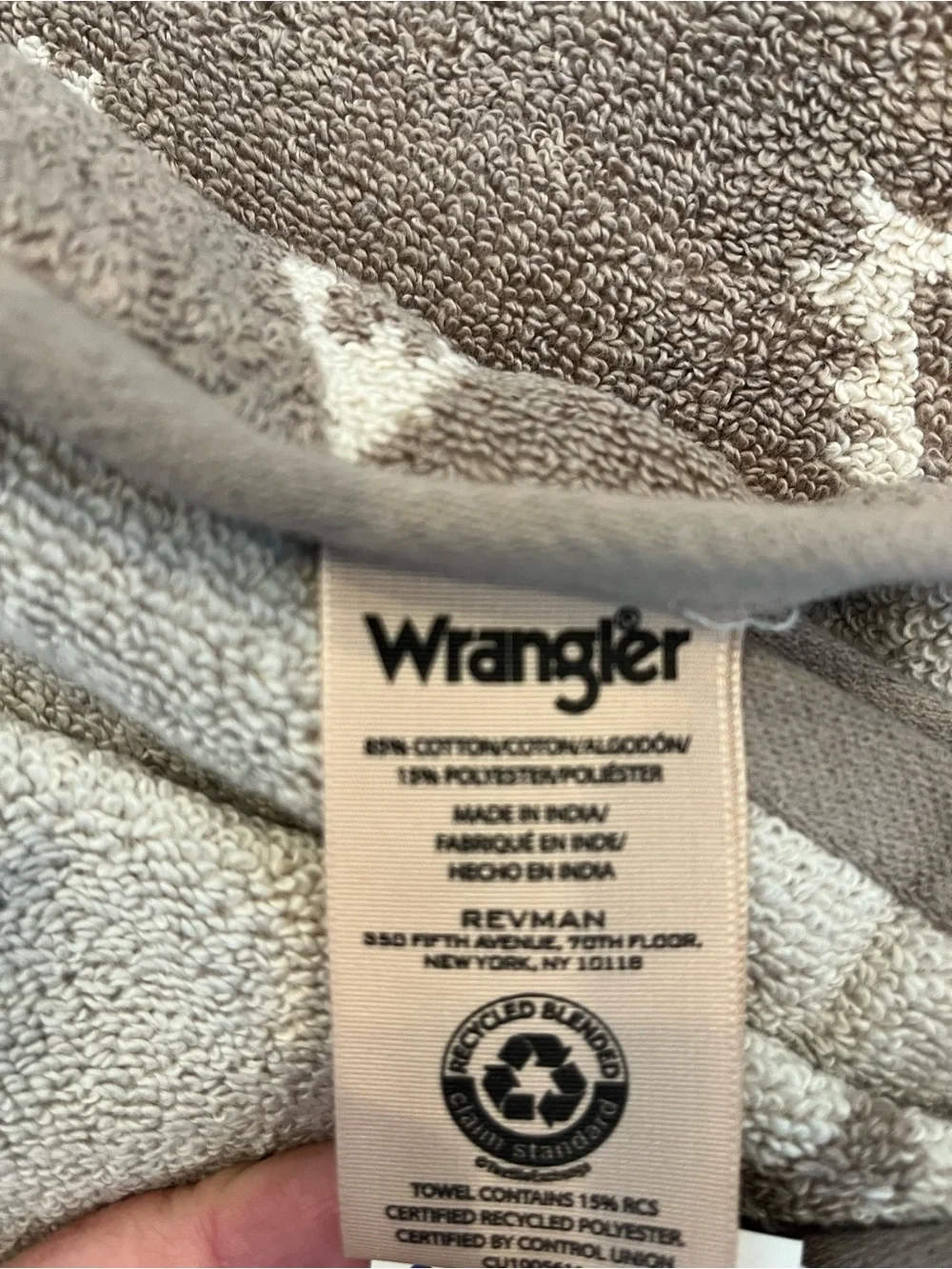 Wrangler Quick Dry Taupe & White Southwestern Longhorn Bath and Hand Towel Set